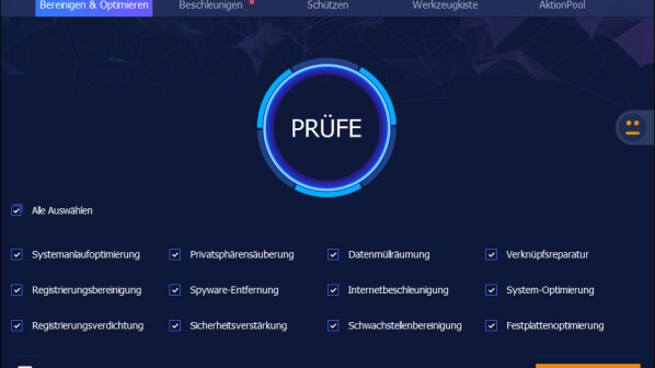 Bereinigen und Optimieren bei Advanced SystemCare Free.