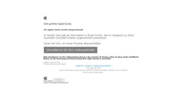 Ist die Mail "Ihr Konto wurde eingeschrankt" echt?