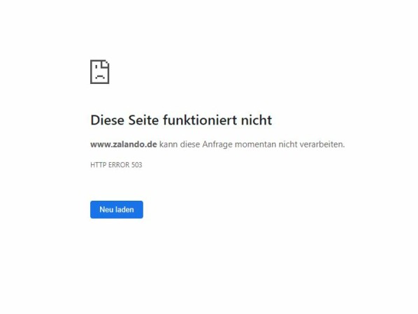 Zalando users are currently only seeing this error message, not popular.