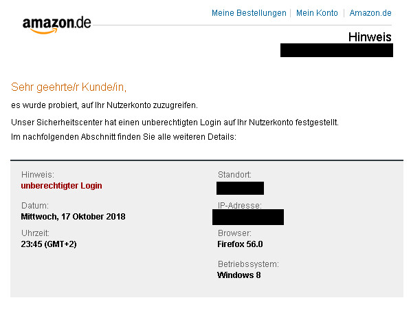 Die Identität eures Amazon-Kontos muss nicht erneut bestätigt werden.