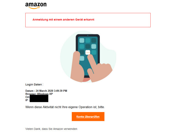 Here's what a phishing email currently sent to Amazon customers looks like