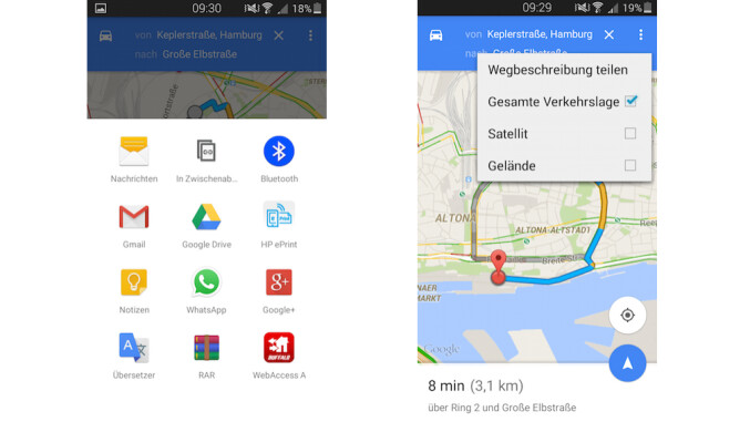 Android Google Maps Wegbeschreibungen
