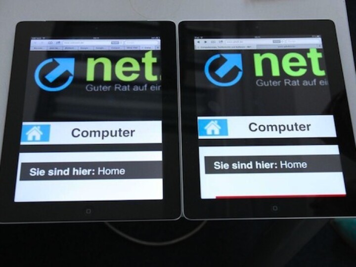 Im Vergleich zum iPad 2 (links im Bild) wirkt Schrift nun viel schärfer.
