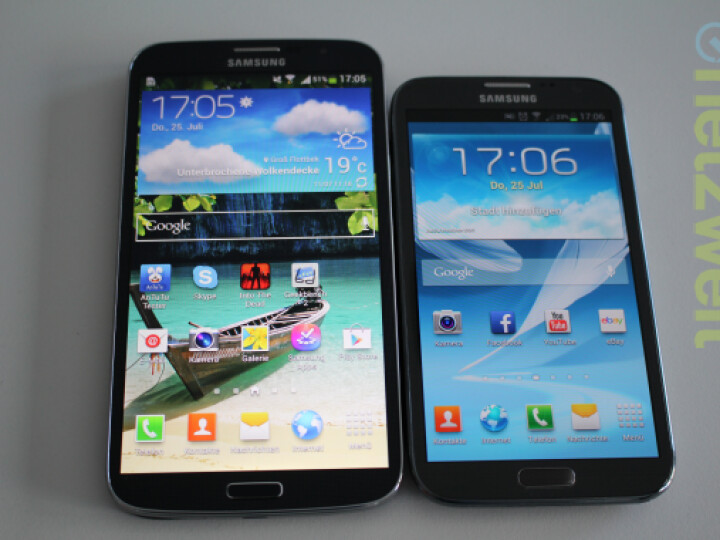 Gegen das Galaxy Mega (links) wirkt selbst das Galaxy Note II wie ein Winzling.