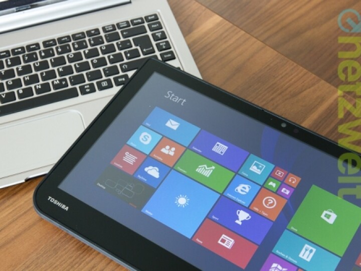 Gespaltene Persönlichkeit: Im Tablet verbaut Toshiba die große 500-Gigabyte-HDD, Akkus finden sich sowohl in der Tastatur als auch im Tablet.