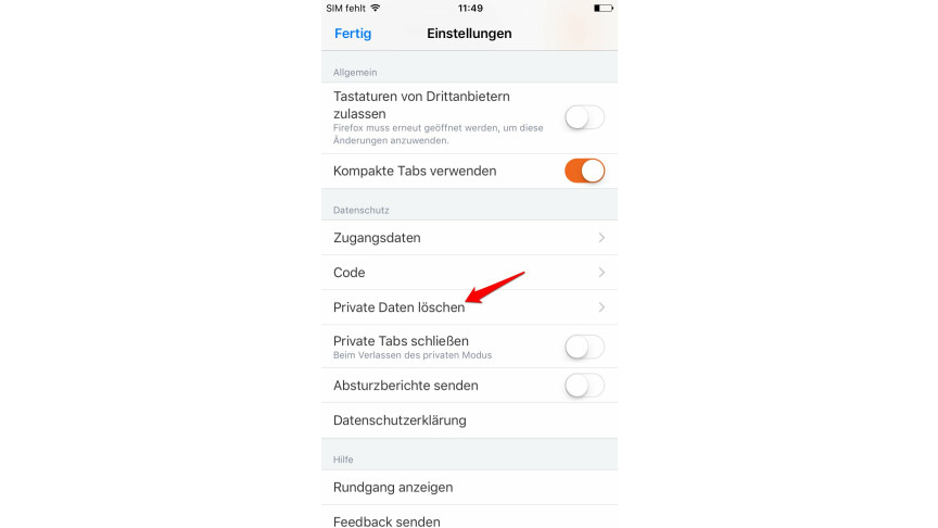 Firefox Daten löschen Android 3