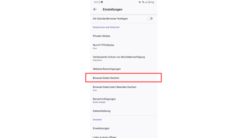 Mozilla Firefox - Android Browser-Daten löschen 3