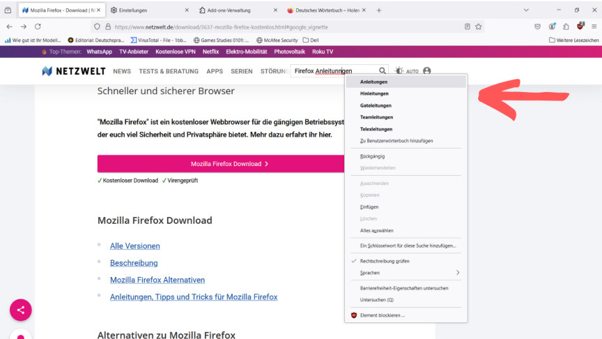 Mozilla Firefox - Rechtschreibung überprüfen 9