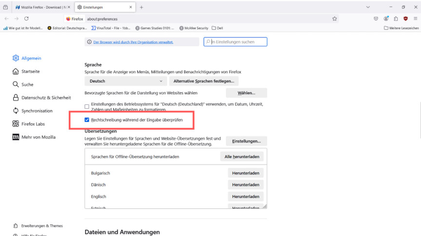 Mozilla Firefox - Rechtschreibprüfung aktivieren 8