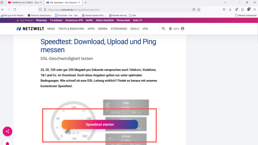 Mozilla Firefox - Speedtest starten 2