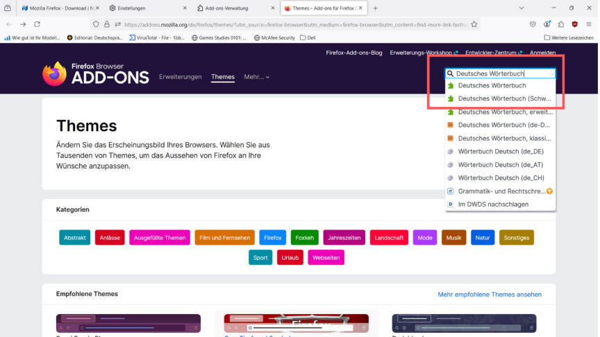 Mozilla Firefox - Wörterbuch suchen 4