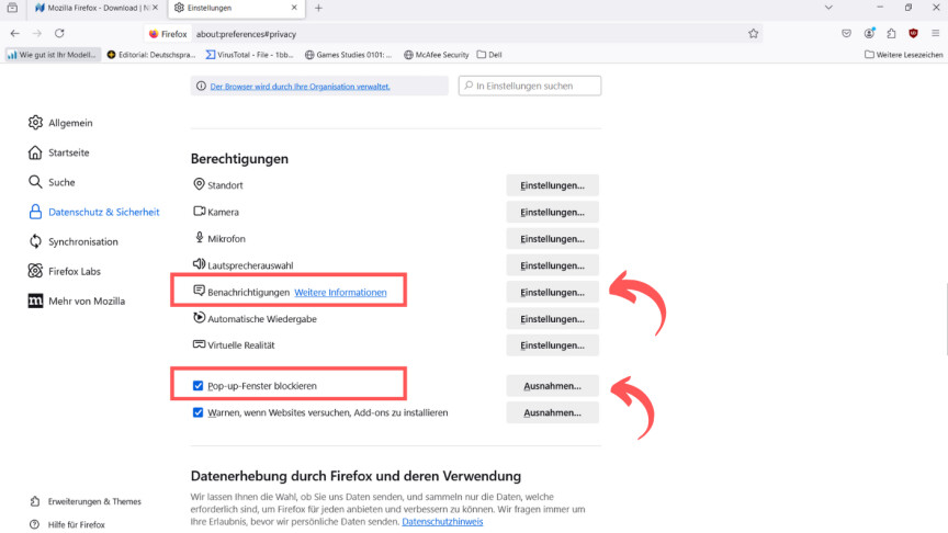 Mozilla Firefox - Berechtigungen erteilen 3