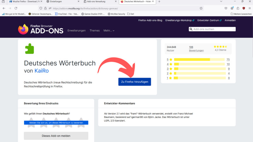 Mozilla Firefox - Wörterbuch hinzufügen 5