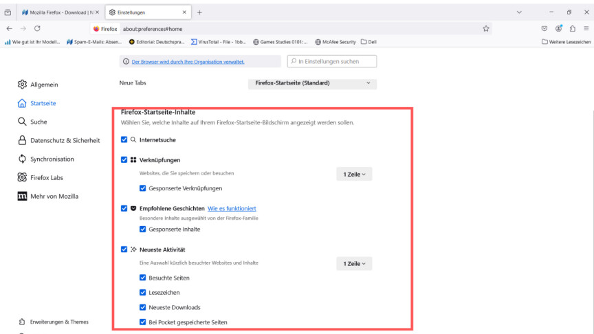 Mozilla Firefox - Inhalte 1