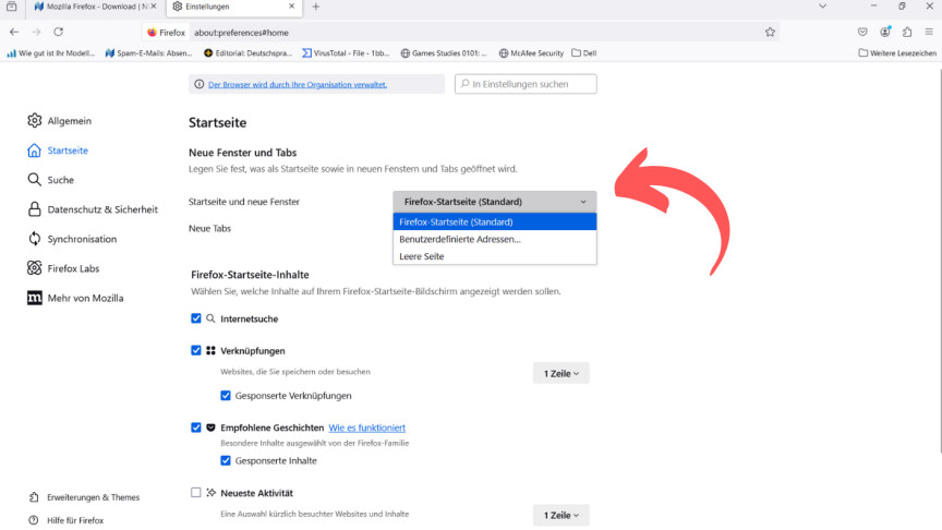 Mozilla Firefox - Startseite ändern 3