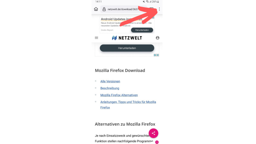 Mozilla Firefox - Android Menü 1