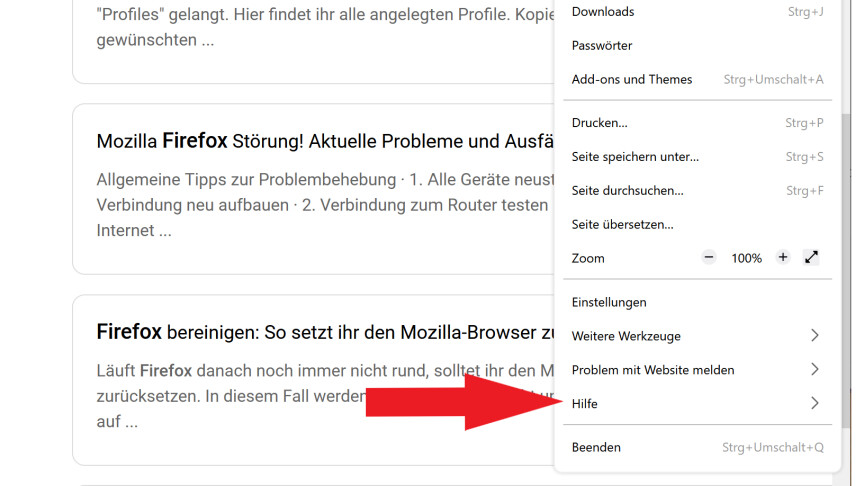 Mozilla Firefox-Menü-Hilfe 2