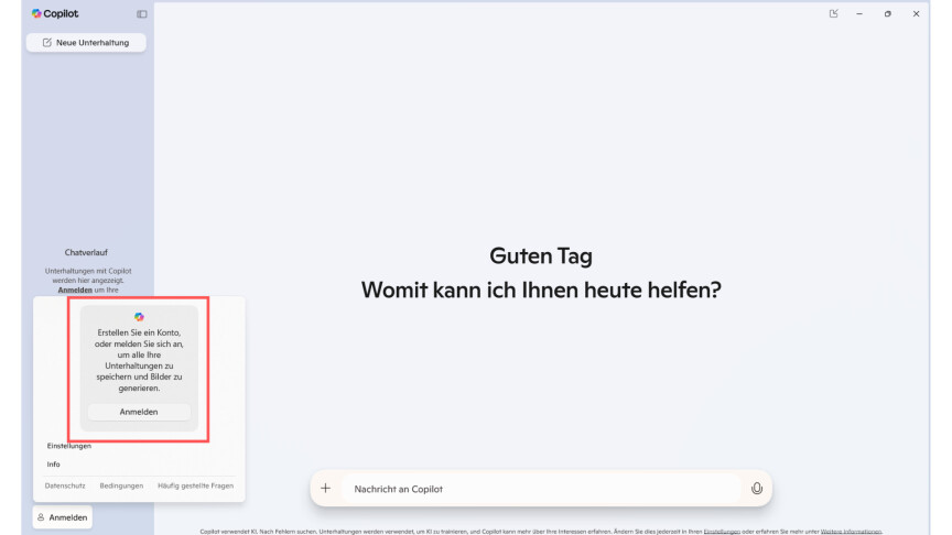 Microsoft Copilot - Mit Microsoft-Konto anmelden 4