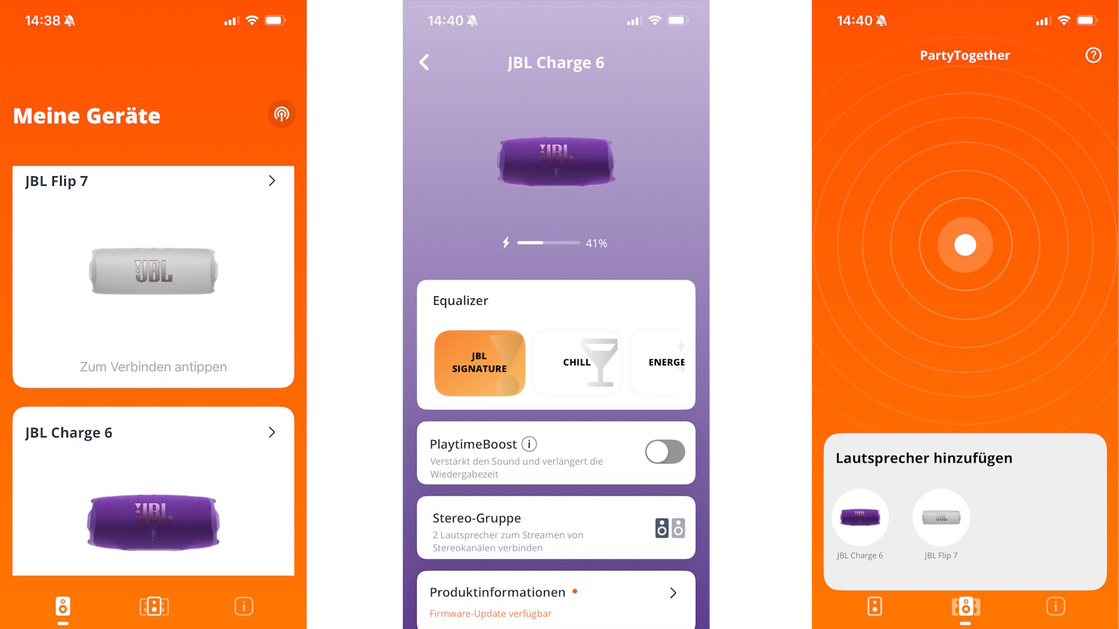 In der JBL Portable App ist der Klang einstellbar, außerdem lassen sich mehrere Bluetooth-Lautsprecher miteinander koppeln.