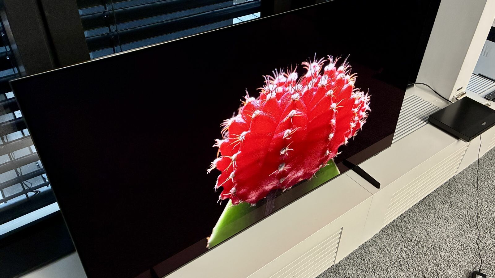 Selbst bei so extremen Betrachtungswinkeln zeigen OLED-Fernseher (im Bild der Samsung S85F) noch strahlende Farben und perfekten Kontrast.