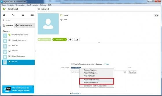 Skype Chat: So bearbeiten und löschen Sie bereits gesendete Nachrichten ...