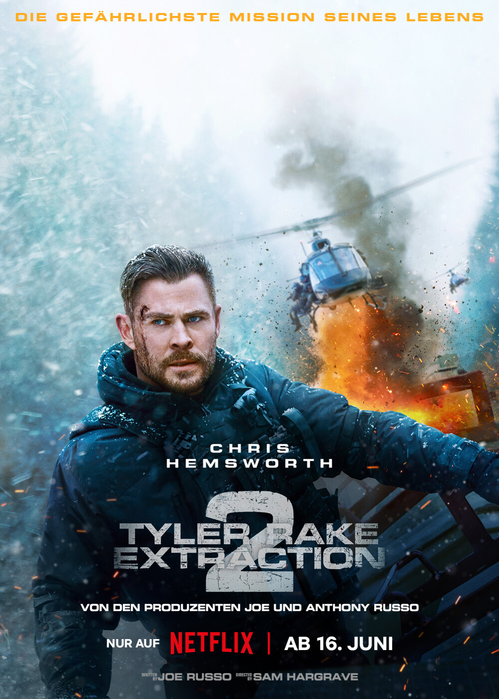 Affiche bourrée d'action avec Chris Hemsworth dans le rôle de Tyler Rake - Image 3 sur 3