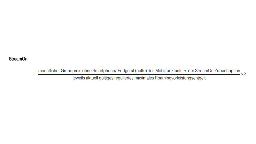 Diese Formel nutzt die Deutsche Telekom zur Berechnung eures StreamOn-Datenkontingents im Ausland.