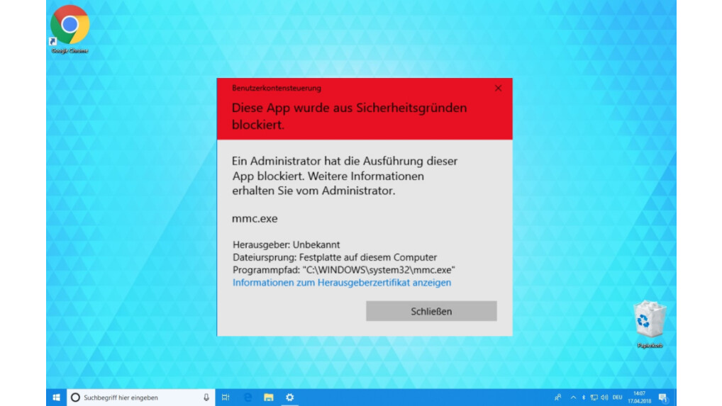 Windows 10 Diese App Wurde Aus Sicherheitsgrunden Blockiert