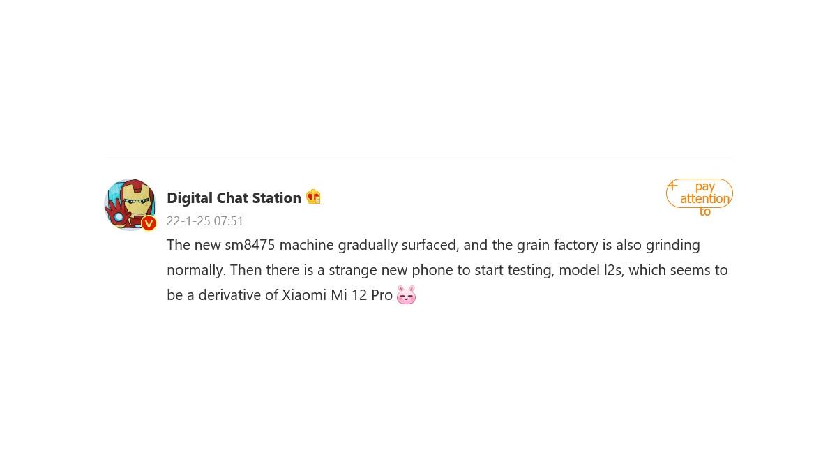 Xiaomi is working on a model based on the Xiaomi 12 Pro, according to Digital Chat Station.