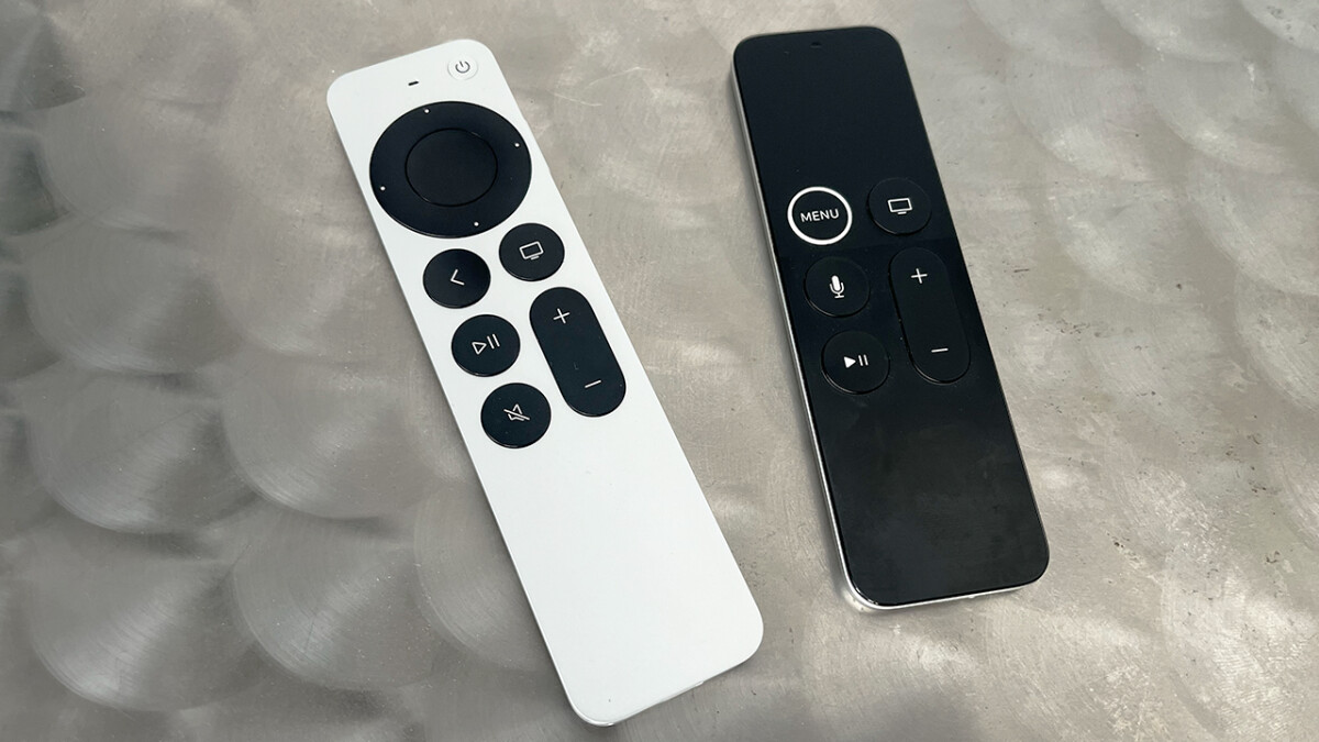 Meeting of the Generations: The current Siri Remote compared to an older model.  However, many prefer to operate the Apple TV with the iPhone anyway.