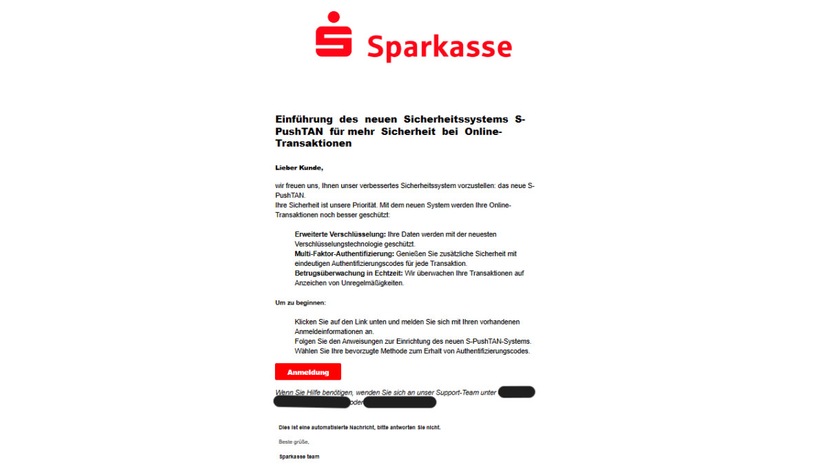 Die Absenderadresse verrät diese Phishing-Mail.