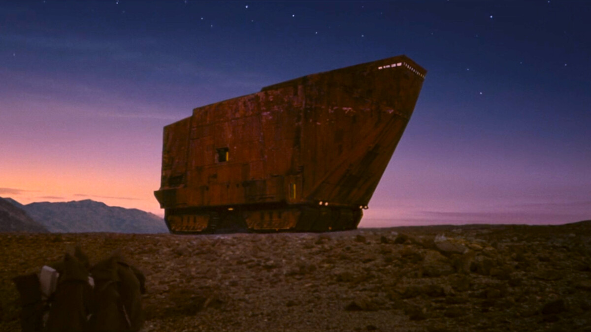 Star Wars: Los Jawas se mueven por Tatooine usando un rastreador de arena.