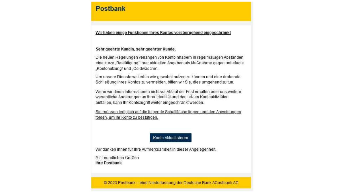 This is not a Postbank email.