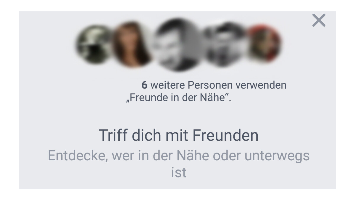 Facebook Freunde in der NäheFunktion verfügbar