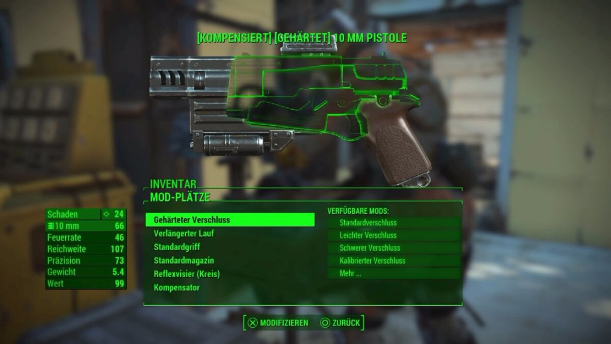 Bastelt an euren Waffen. Dank Mods passt ihr eure "Wummen" in Fallout 4 individuell an. 