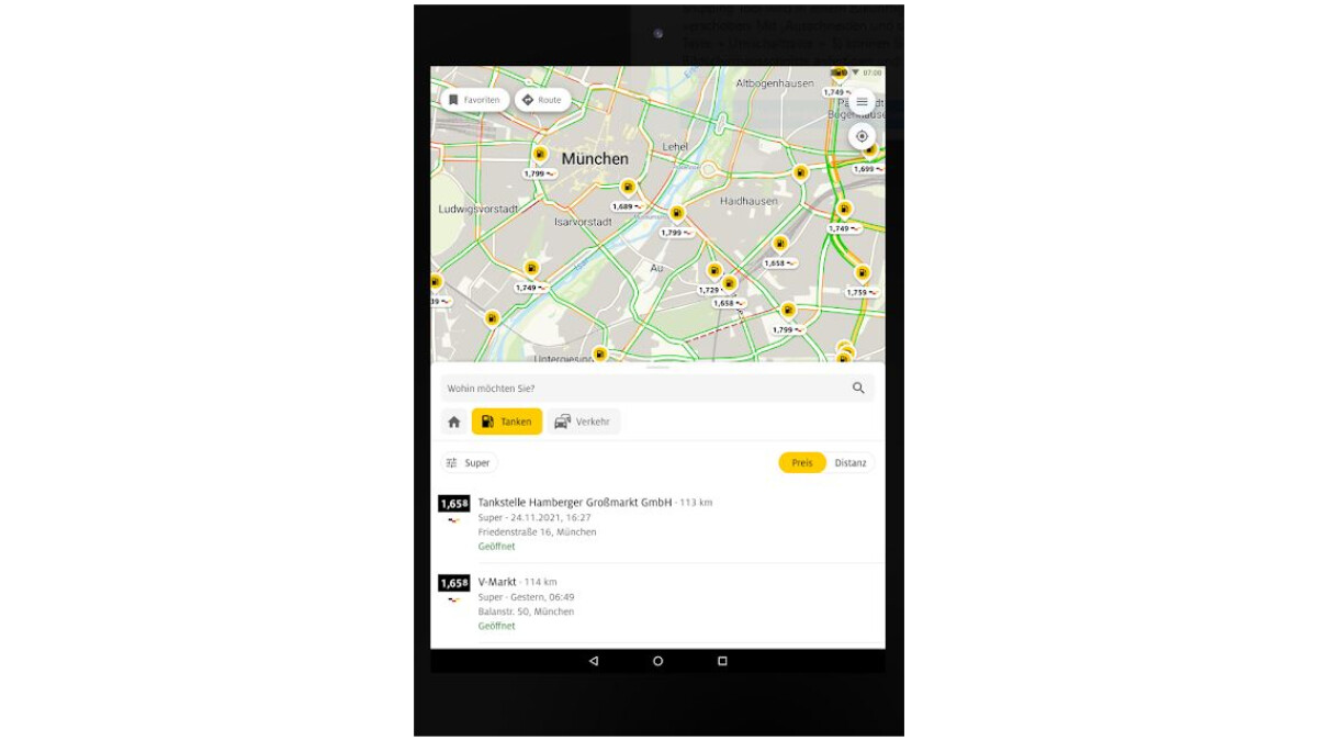 The ADAC price list does not include the current price list, special or construction.  Weiterhin dient euch die App as a route planner and navigation device.