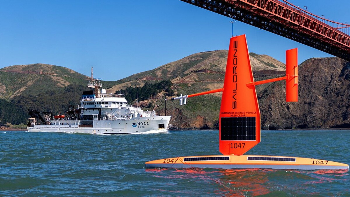 Die Saildrone ist mit Solarzellen, Kameras und zahlreichen Sensoren bestückt und kann monatelang auf offener See unterwegs sein.