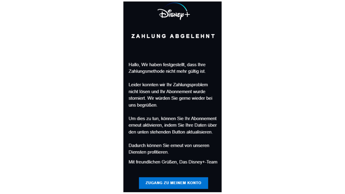 Disney+-Abo Storniert: Phishing-Betrüger Wollen Eure Zahlungsdaten ...