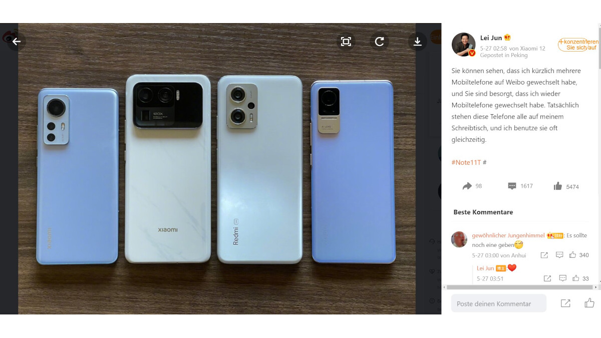 Xiaomi boss Lei Jun presents his work and everyday phones.
