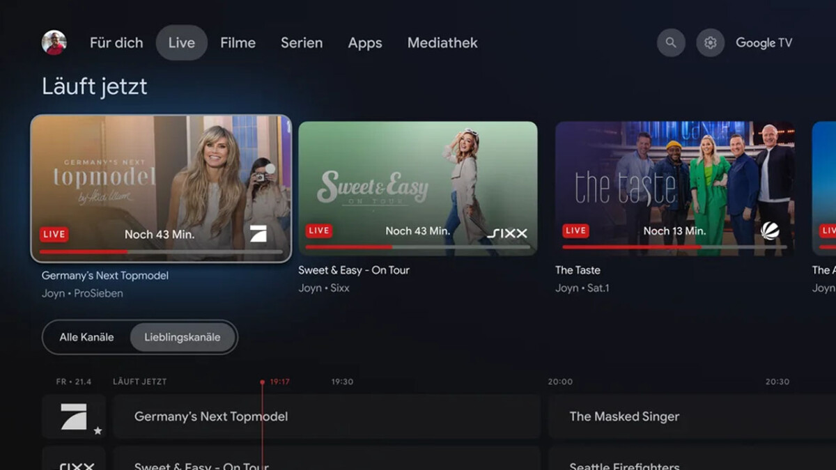Avec le nouvel onglet en direct, Google TV permet également un accès direct à la télévision linéaire - mais uniquement via deux fournisseurs.
