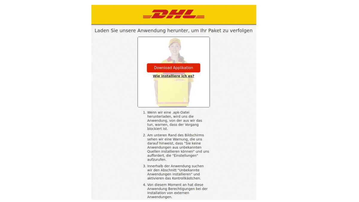 Même si un SMS ou un e-mail contient le logo DHL, il peut s'agir d'une tentative de fraude.