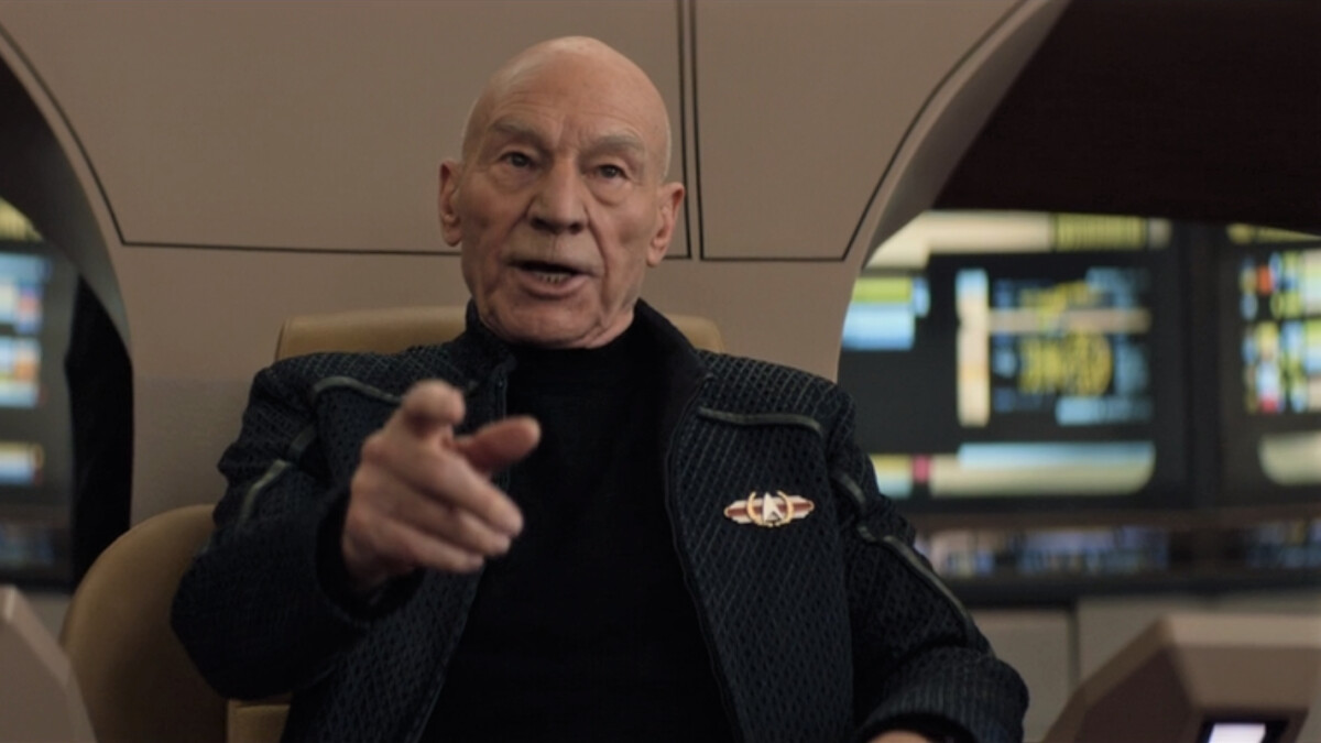Star Trek Picard: Jean-Luc (Patrick Stewart) dice su eslogan "¡Energía!"