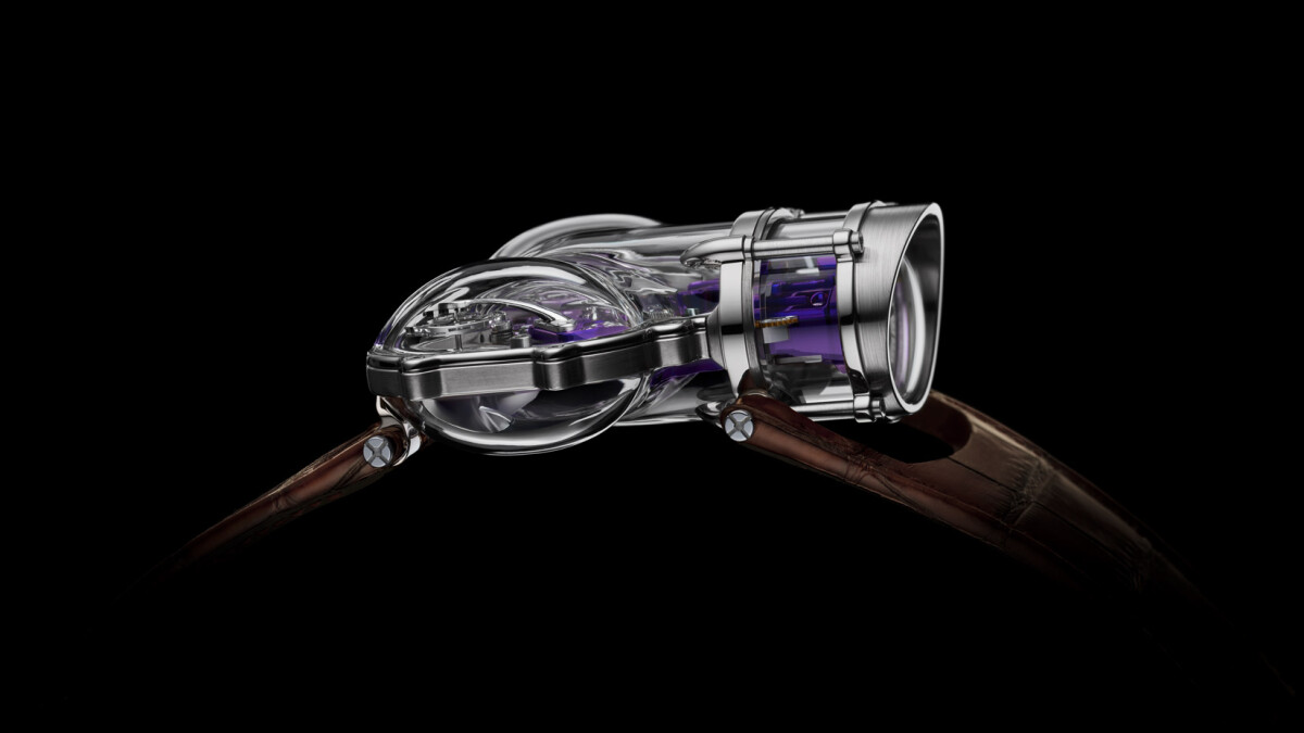 MB&F puts the Horological Machine No.9 (HM9) transparent "Sapphire Vision"Issue on.