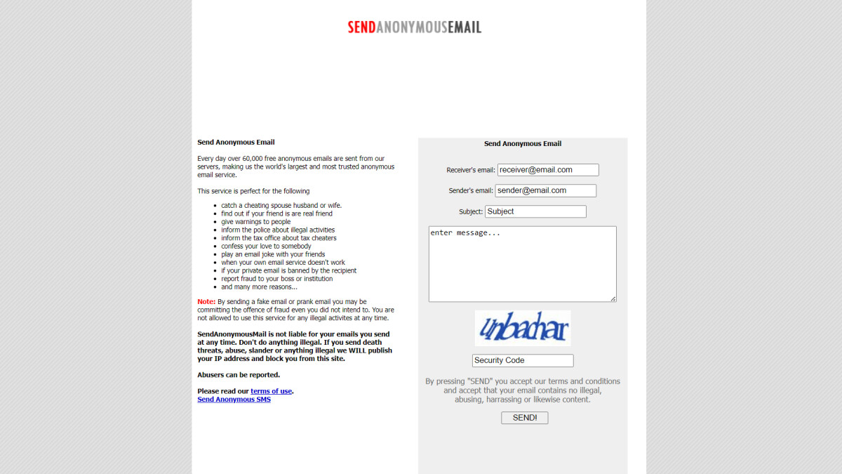 mail versenden ohne absender