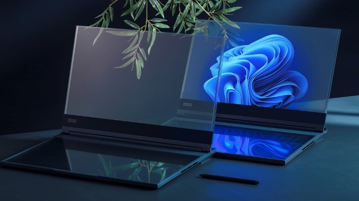 Oben und unten durchsichtig: Lenovo soll dieses transparente Notebook auf dem MWC vorstellen.