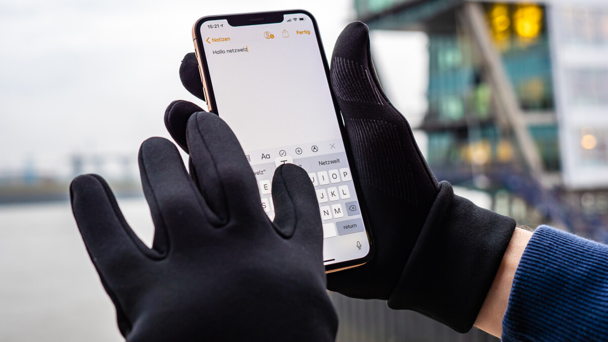 F FUSE Handschuhe Thermo GPS Größe L Stretch Grip schwarz Touchscreen Smartphone 