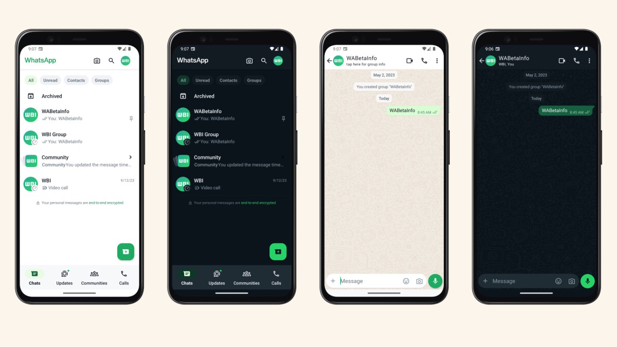 Im neuen WhatsApp-Design werden ausgewählte Menüpunkte grün markiert.