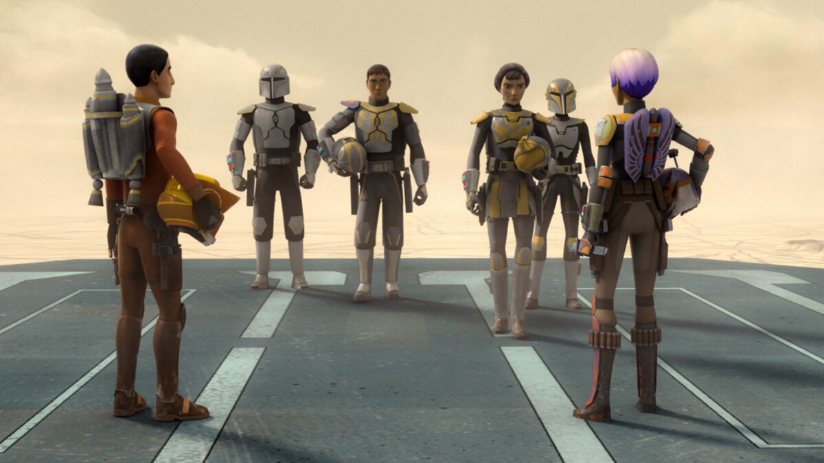 Star Wars Rebels: Ezra, Sabine and Sabine's family, Clan Wren.