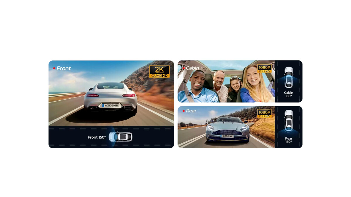 Azdome M550 Pro 5,8 GHz Wifi 3-Kanal-Dashcam