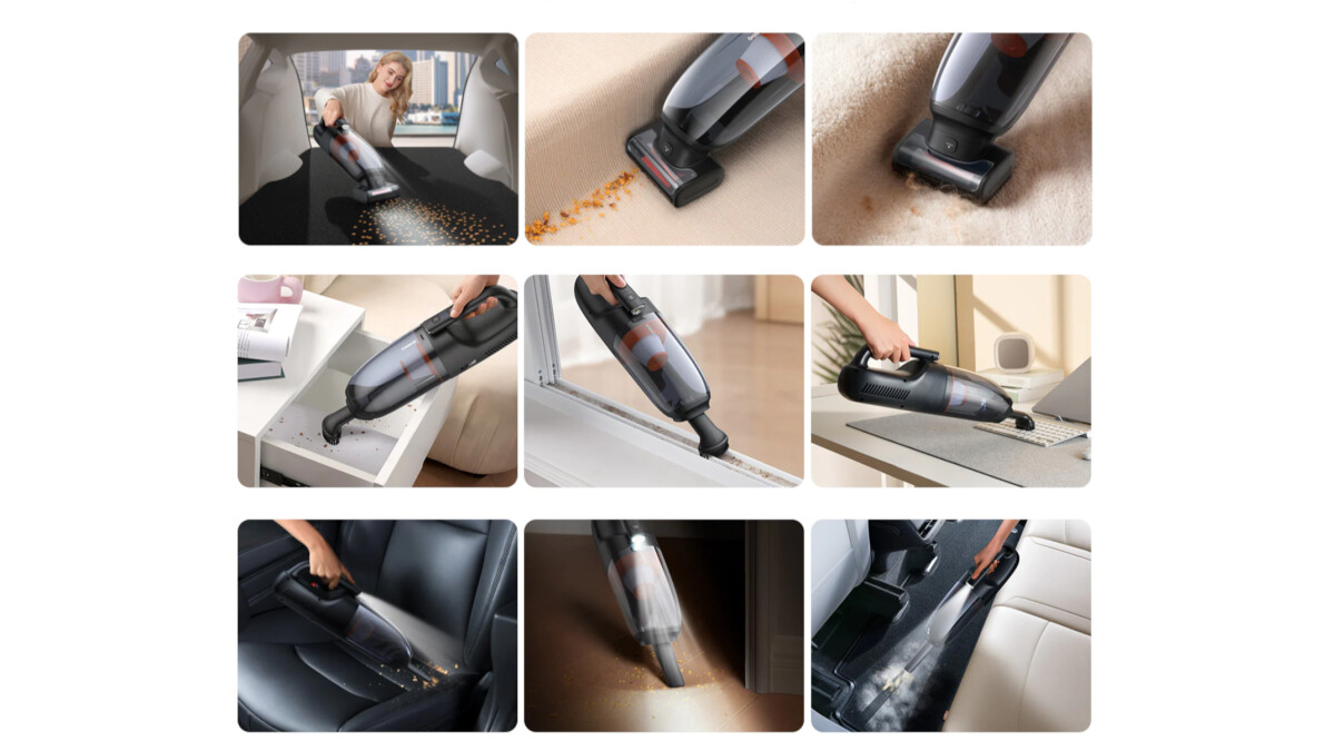 You can change the three attachments of the Baseus AP02 for comprehensive cleaning, even in the car.